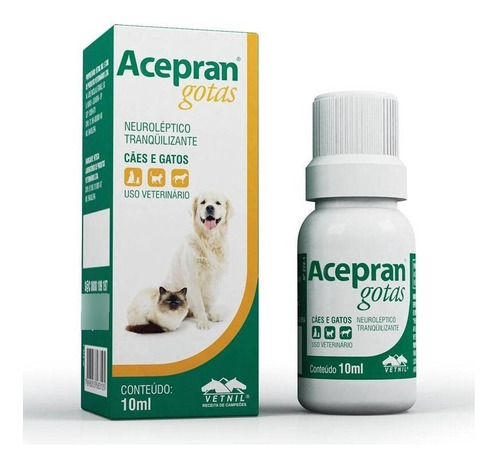 Acepran Tranquilizante Gotas Cães Gatos 10ml Vetnil