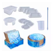 Juego Moldes Redondo Y Cuadr Resina Silicona Para Posavasos 