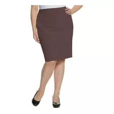 Saia Plus Size Preta E Marrom Escuro, Crepe, Do 46 Ao 58