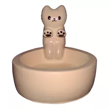 Porta Vela Gatinho Aquecendo A Mão Fofo Decoração Em Gesso