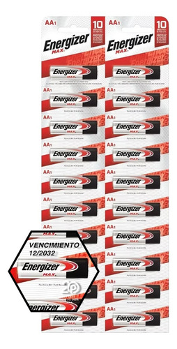 20 X Pilas Aa Energizer Max E91 Pilas Alcalinas 1.5v