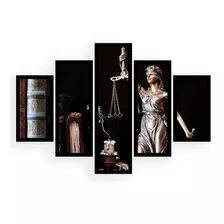 Quadro Mosaico 5 Partes Símbolo Do Direito - Justiça Cor Preto Cor Da Armação Preto