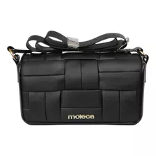 Bolsa Moleca Feminina Média Pvc Tramada Transversal 50041.1 Cor Preto Desenho Do Tecido Liso