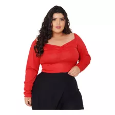 Cropped Plus Size - Modelo Manga Longa - Rosa Soul