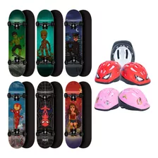 Skate Infantil Skateboard Montado Truck Pp + Capacete