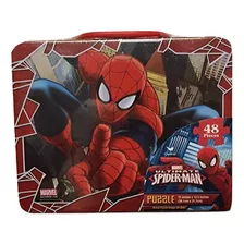 Puzzle Marvel Spiderman 48 Peças Em Lancheira De Lata Para C