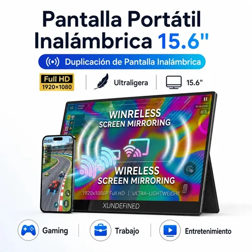 Monitor Portátil Xundefined Wireless Mirroring De 15,6