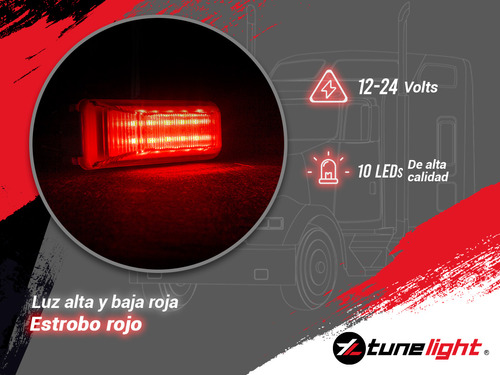 Paq De 2 Plafones Laterales 10 Leds Estrobo Rojo Tunelight Foto 5