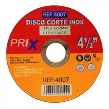 Disco De Corte Fino Inox 4.1/2 X 1.0mm Esmerilhadeira 10 Pçs