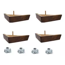 Set De 4 Patas De Madera Escuadra Para Sofá, Sillón Nogal