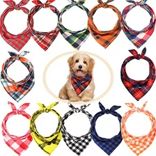 Paquete De 12 Bandanas De Cuadros Perros, Bufandas Tria...