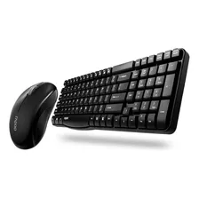 Teclado Rapoo E Mouse Sem Fio 2.4 Ghz Preto X1800s Compacto