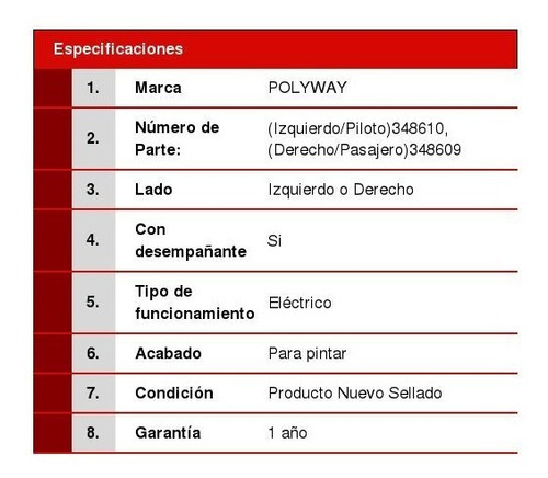 Espejo Lateral De Calidad Pathfinder 14/16 Foto 2