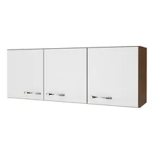 Armário Aéreo De Cozinha 120cm 3 Portas Multiuso Suspenso Cor Off White