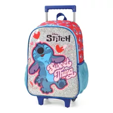 Mochila Costas Escolar Com Rodinhas Disney Stitch Licenciada