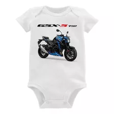 Body Bebê Moto Suzuki Gsx S 750 Azul 2020