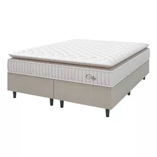 Cama Box Casal Queen 1,58m Molas Ensacadas City Bege - 110kg Cor Branco/bg