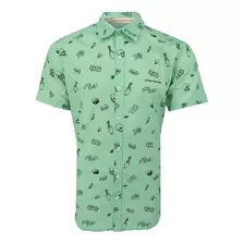 Camisa Aeropostale Manga Curta Hipster Pattern Verde Claro