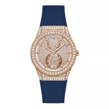 Reloj Guess Gw0439l4 Mujer Cuarzo Multifuncion Color De La Malla Azul Color Del Bisel Azul/oro Rosa Color Del Fondo Dorado