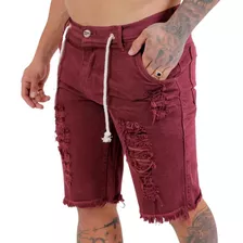 Bermuda Masculina Jeans Detonada Vinho: Estilo Cool Trendy