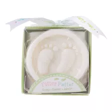 Pitter Patter  jabon En Matching Favor Box, Blanco