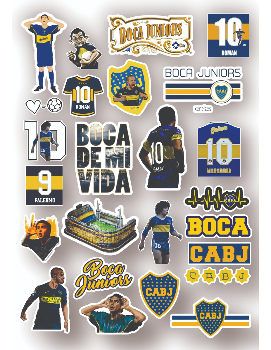 Boca Juniors Pack 23 Stickers Kit Imprimible Vinilos Pdf