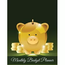 Monthly Budget Planner Gold Piggy Bank With Coin Design Budg