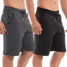 Kit 2 Bermudas Masculinas Shorts Moletinho Moletom