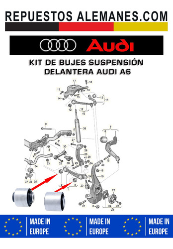 Bujes Bandeja Delantera Inferior Recta Audi A6 (kit 4 Pz) Foto 2