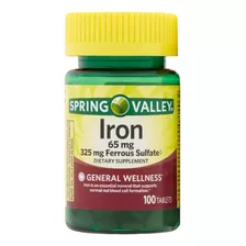 Hierro 65 Mg Spring Valley 100 Tabletas