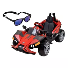 Carrinho Elétrico Polaris Vermelho Com Óculos De Sol