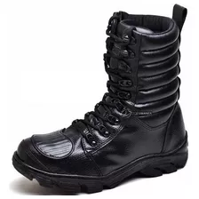 Coturno Bota Militar Zíper Lateral Tático Língua Impermeável