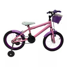 Bicicleta Aro 16 Feminina Rosa E Violeta