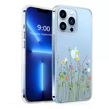 Funda Para iPhone 13 Pro Max 6.7 Tpu Transparente Flores