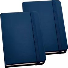 Kit 2x Caderneta De Anotações 9x14cm 80 Fls Sem Pauta Azul