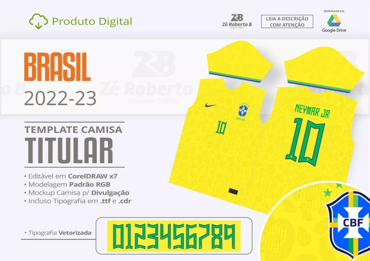 Arte Camisa Brasil Titular 2022-23 + Fonte