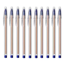 Caneta Esferográfica Bic Cristal Fina Azul 0.8mm Kit C/10 Un