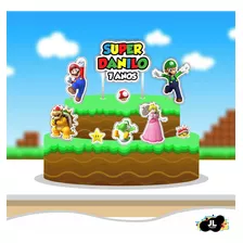 Topper Topo De Bolo 3d Super Mario Aniversário