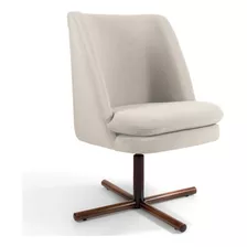 Poltrona Decorativa Giratória Base Xis Pérsia Suede Bege Cor Creme Desenho Do Tecido Liso