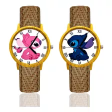 Reloj De Pareja Stitch Y Angel + Estuche Tureloj