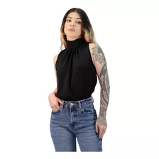 Bata Feminina Blusa Sem Mangas Gola Gravata Aitona