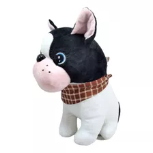 Cachorro Pelúcia Preto/branco 26cm - Decorativo E Lavável