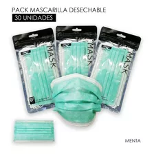 Mascarilla Desechable / 30 Unidades / Menta