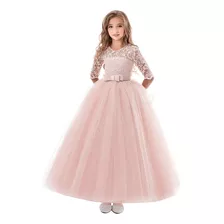 Vestido Elegante Para Niñas Fiesta Cumpleaños Rosa Y Azul