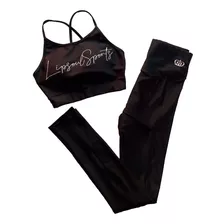 Conjunto Calça Legging Saia + Top Academia Fitness Feminina 