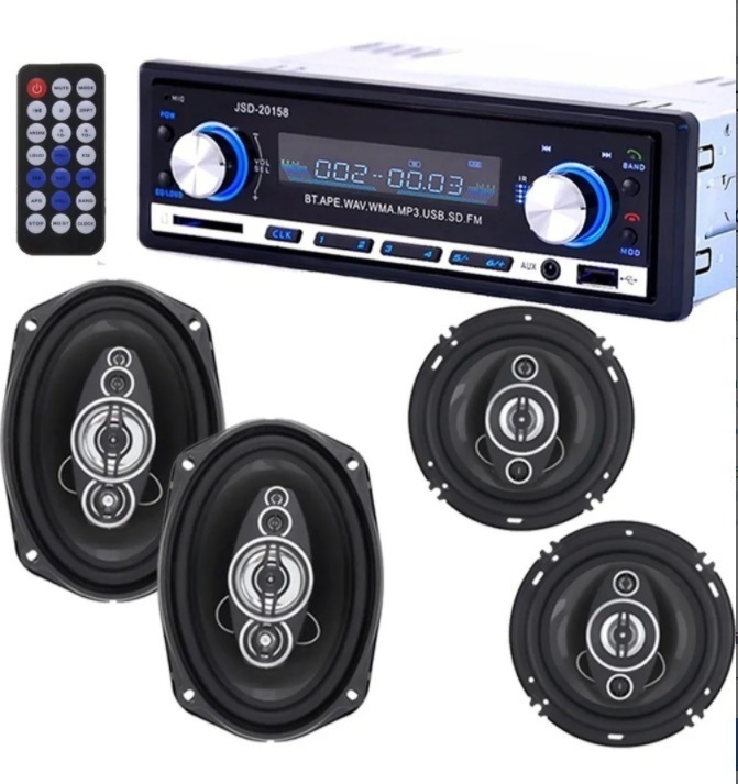 Stereo Bluetooth Estereo 20158 Auto Usb Mp3 Fm + 4 Parlantes