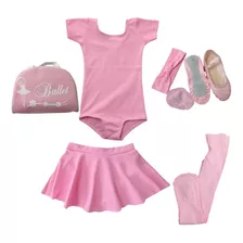 Kit Roupa Uniforme Figurino Ballet Aula Infantil Balé