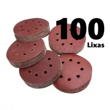 100 Discos De Lixa Velcr P/ Roto Orbital 125mm 5pol. 8 Furos