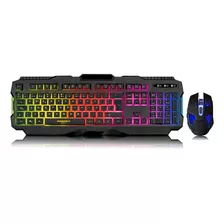 Combo Teclado Mouse Gamer Rgb Dpi 3200 6 Botones Pcreg