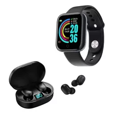 Smartwatch D20 Inteligente Preto + Fone De Ouvido Bluetooth